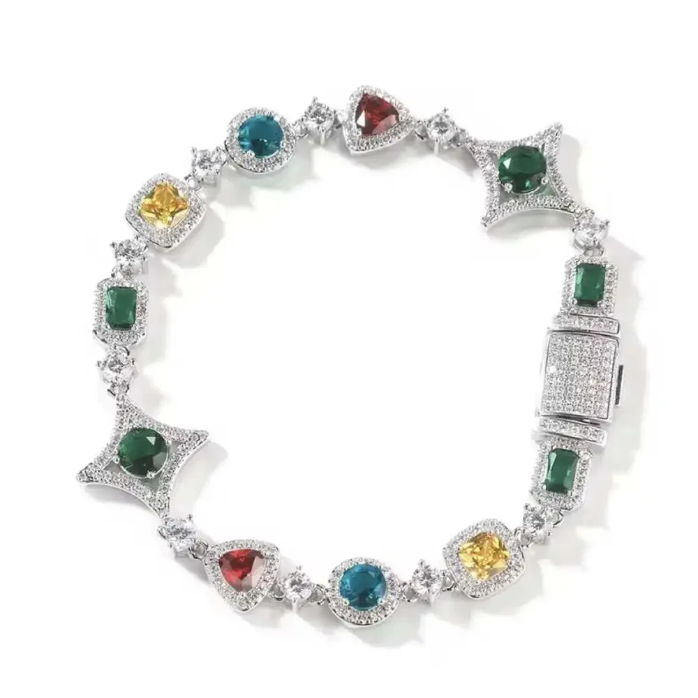 Silver Multi Coloured Gemstone Bracelet 7INCH OR 8INCH